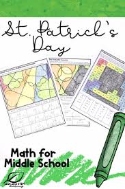 Review Middle School Math Concepts With A Fun St Patrick S Day Themed Color By Answer Worksheet Set These Activiti Math For Middle School Middle School Math