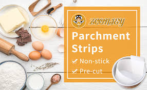 Place a piece of packing tape (sticky side down) onto your parchment paper. Amazon Com Zconiey Non Stick Parchment Paper Strips Baking Paper Side Liners For 10 Cake Pans Circle 50 Counts Kitchen Dining