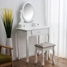 Dressing Table With Mirror Chair Stool Chic Antique Makeup Table Dresser White Bedroom Furniture For Sale Farmhouse Table Chairs Furniture