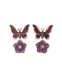 Elegant and succulent, this pair of dangle earrings is handcrafted of 22k gold plated brass by thai artisans. Purple Earrings Neiman Marcus
