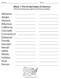 Usa States Sight Words Reading Writing Spelling Worksheets