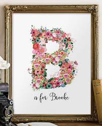 Personalized Nursery Wall Art Floral Monogram Letter Nursery Monogram Nursery Decor Printable Letters Personalized Gift Digital Bd 856 In 2021 Nursery Personalized Wall Art Nursery Monogram Nursery Wall Art