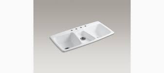 This sink is 17 7/8 tall. K 5914 4 Trieste Top Mount Kitchen Sink With Four Faucet Holes Kohler