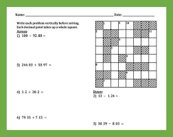 Adding And Subtracting Decimals Cross Number Puzzle Subtracting Decimals Decimals Subtraction