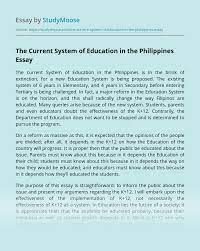 This helped improve the quality of education in the philippines and to be globally competitive in this millennium. The Current System Of Education In The Philippines Free Essay Example