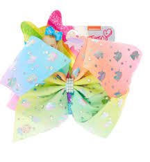 Combine Your Love Of Unicorns And Jojo Siwa With This Rainbow Unicorn Bow The Pastel Rainbow Coloured Bow Features A Hologr Jojo Bows Jojo Siwa Bows Jojo Siwa