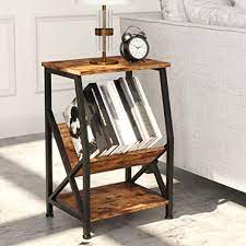 Ironck Nightstand Side Tables Living Room Record Player Stand With Storage Shelf Wood Lo Living Room Side Table Modern Furniture Living Room Living Room Table