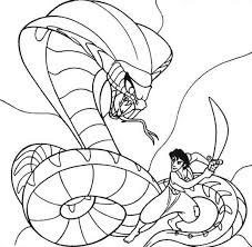 Relax and get into cobra kai's world with many flawless character designs of cobra kai in various interesting scenes through this amazing cobra kai coloring book. Aladdin Fights Jafar Who Turns Into A Giant Cobra Coloring Page Download Print Online Coloring Pages For Free Color Nimbus