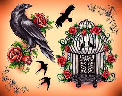 Bird In A Gilded Cage Lyrics Crow Roses And Birdcage Tattoo Design Cage Tattoos Crow Tattoo Design Old Crow Tattoo