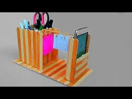 Cara Membuat Tempat Pensil Tempat Smartphone Dari Stik Es Krim Youtube In 2020 Diy Popsicle Stick Crafts Craft Stick Crafts Popsicle Stick Crafts