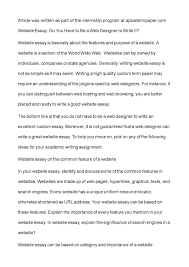 Writing a beginner's guide to building a website back then would have just been coding tutorials. Calameo Website Essay Do You Have To Be A Web Designer To Write It