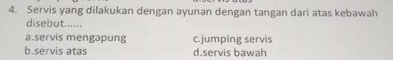 Servis dengan ayunan tangan dari bawah disebut. Servis Yang Dilakukan Dengan Ayunan Dengan Tangan Dari Atas Ke Bawah Disebut A Servis Mengapung B Brainly Co Id