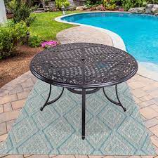 Check spelling or type a new query. Fleur De Lis Living 48 Round Patio Dining Table With Umbrella Hole Aluminum Top Outdoor Furniture Wayfair