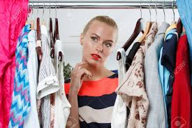 A wide variety of rack of clothes options are available to you, such as use, material, and feature. Beautiful Thoughtful Blonde Woman Standing Inside Wardrobe Rack Stock Photo Picture And Royalty Free Image Image 46188853