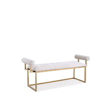 Shop Modern Gold Metal White Satin Upholstered Indoor Bench Overstock 20889642