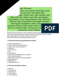 Pendapat atau pertanyaan yang berkaitan dengan wacana. Definisi Penanda Wacana