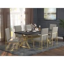 Shop Strick Bolton Edmiston Grey Aged Gold Dining Chairs Set Of 2 On Sale Overstock 29367420 In 2020 Gold Dining Chairs Rectangular Dining Set Gold Dining