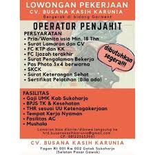 Lowongan kerja di dki jakarta agustus 2021 temukan loker terbaru yang sesuai dengan lokasi, pendidikan, dan minat anda. Lowongan Kerja Cv Busana Kasih Karunia Di Solo Info Loker Solo
