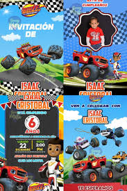 Edit your invitations with bobotemp.com via the customize feature. Tarjeta De Invitacion Digital De Blaze Y Los Monster Machine Con Foto Artofit