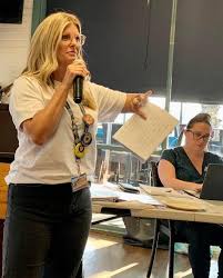 Scott passed the gavel and Lion President Mary Hollen led her first meeting  of the new year last night.