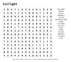 Twilight Word Search Word Find Kids Word Search Free Printable Word Searches