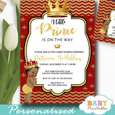 African American Red And Gold Royal Prince Baby Shower Invitations D276 Baby Printables