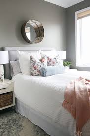 A Gray Guest Bedroom With Blush Accents The Diy Playbook Guest Bedroom Decor Gray Bedroom Walls Large Bedroom Furniture