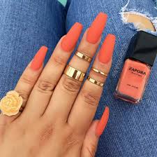 It's an excellent way to lighten up. Matte Orange Coffin Nails Matte