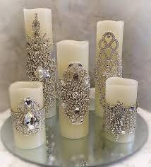 Candle Set Flickering Led Wax Pillar Candle Set Embellished Etsy In 2020 Bling Candles Candle Embellishments Pillar Candles