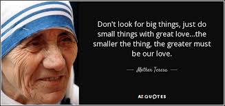 Small great things, jodi picoult's 2016 novel, takes its title from a quote by dr. Mother Teresa Quote Don T Look For Big Things Just Do Small Things With
