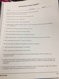 1 mol of c and 4 mol of cl. Solved Worksheet 8 Mole Concept Points Due Date Name S Chegg Com