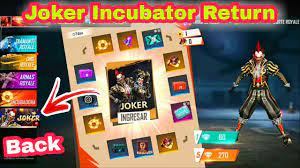 Free fire is a multiplayer mobile battle game published and developed by garena studios. Free Fire Joker Incubator Return Full Review Upcoming Joker Incubator Full Details Youtube