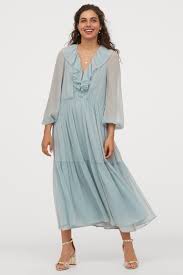 Long Tiered Dress Light Turquoise Ladies H M Us Long Tiered Dress Tiered Dress Long Dress