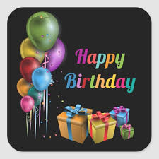 Happy birthday classic round sticker. Happy Birthday Sticker Square Zazzle Co Uk