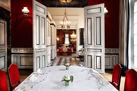 Minimalist kitchen with dining room in red tones with wooden and concrete details, dining table laid for two, chairs, parquet. 10 Red Dining Room Designs Decorating Ideas Design Trends Premium Psd Vector Downloads