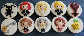 Kingdom Hearts Character Cupcakes Plus The Keyblade Heartless Heartless Symbol And Paopu Fruit Kingdom Hearts Disney Kingdom Hearts Heart Cupcakes