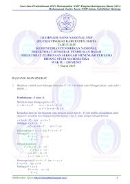 Kunci jawaban ( download ). Soal Dan Pembahasan Osn Matematika Smp Tingkat Kota 2015 Bagian B