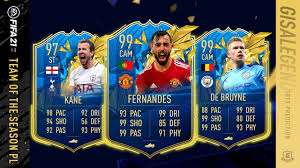 The ratings for the pl tots are here. Fifa 21 Pl Tots Predictions Ft Tots Bruno Fernandes Tots De Bruyne Tots Kane Tots Son Tots Salah Youtube