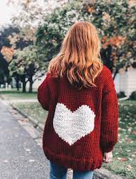 Made To Order Heart U Back Cardigan Sweater Sweaters Cool Sweaters Hand Knitted Sweaters