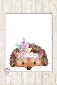 Welcome Home Illustration Boho Tribal Feather Hedgehog Woodland Wall Art Print Nursery Baby Girl Bohemian Fl Kids Room Art Woodland Wall Art Baby Nursery Diy