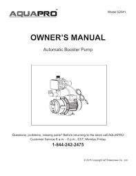 Aquapro 62041 3 4 Hp Stainless Steel Automatic Booster Pump Instructions Assembly Manualzz
