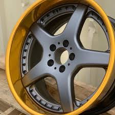 Black And Gold Rims Powder Coated In Brassy Gold Satin Black And Charcoal Grey Powdercoating Powdercoat Powdercoated Wheel Wheelsonthebus In 2020 Wheel Rims Alloy Wheel Wheel