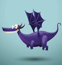 Funny Dragon Purple Color Vector Art Illustration Dragon Illustration Cartoon Dragon Illustration