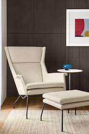 Aidan Leather Chair Ottoman Modern Living Room Furniture Room Board In 2021 Modern Lounge Chairs White Leather Chair Patio Chair Cushions