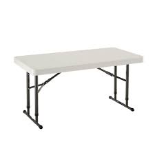 Lifetime 48 In Almond Plastic Adjustable Height Folding High Top Table 80161 High Top Table Kitchen Table Table Chairs