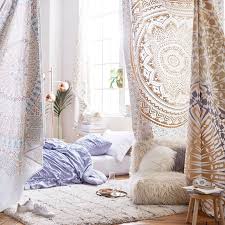 Fits perfectly over king bed (our tapestry is supposed to be 60x80). Printed Tapestry Gold White Wall Decor Pottery Barn Teen