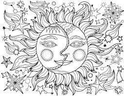 Cute sun, moon, stars and clouds. Sun And Moon Coloring Sheets Novocom Top
