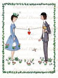 romantic french couple man woman love heart amour digital etsy ペイネ 恋愛運アップ 待ち受け 恋愛 待ち受け