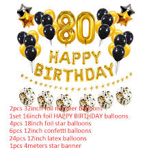 38pcs Number 80 Birthday Balloons 80th Happy Birthday Party Decorations 18 Years Old Gold And Black Man Woman Supplies Ballons Accessories Aliexpress