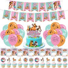 They had a cute selection of cowgirl decorations and i grabbed a banner and some paper. Buy Spirit Riding Free Horse Birthday Party Supplies Spirit Riding Free Horse Themed Party Decoration With Happy Birthday Banner Cake Cupcake Toppers Latex Balloons Invitation Card For Kids Birthday Baby Shower Party Favors